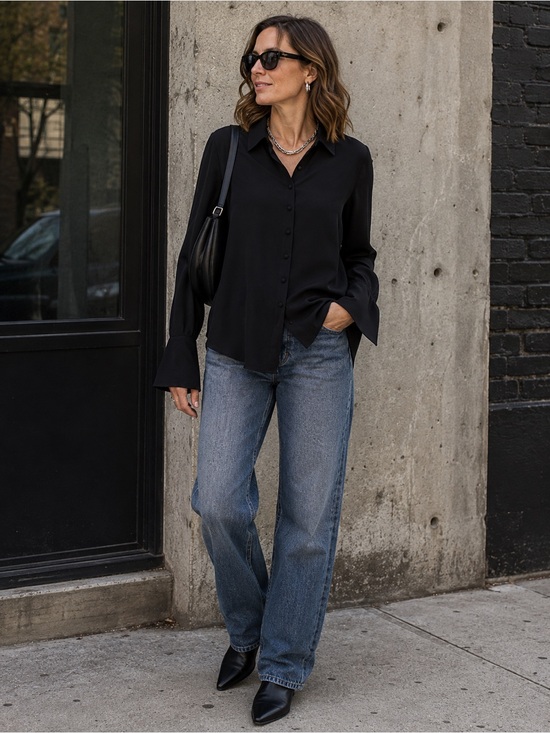 Banana Republic Tops - Classic Black Button-Down Blouse - Women